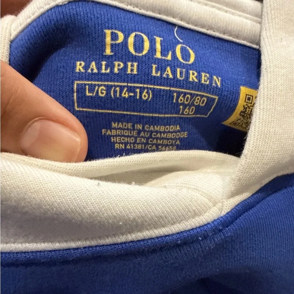 Polo by Ralph Lauren Blue Colorblock Hoodie with Green and Red Sleeves